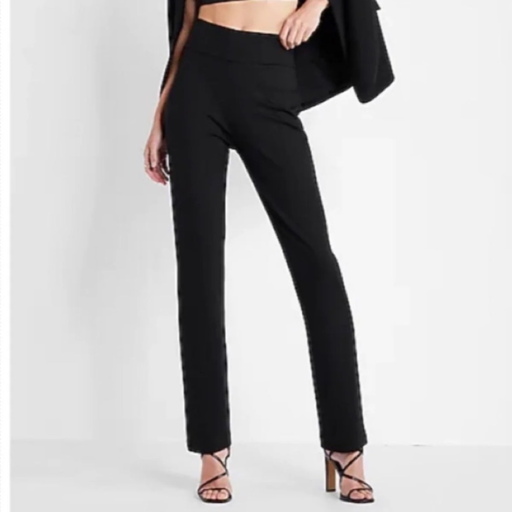 Express Columnist Straight High Rise Pants Gray Pants
